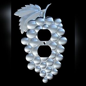 Stainless Steel Double Plug Plate in Grape Design Hand Crafted Use In Any Outlet